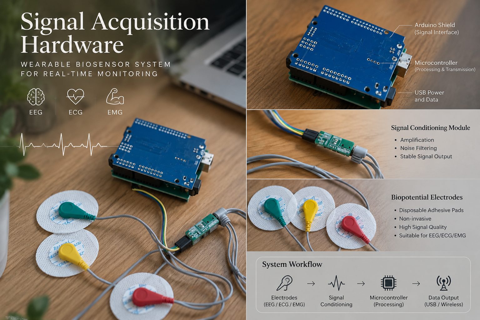 Supplied conceptual illustration of an acquisition board and electrodes